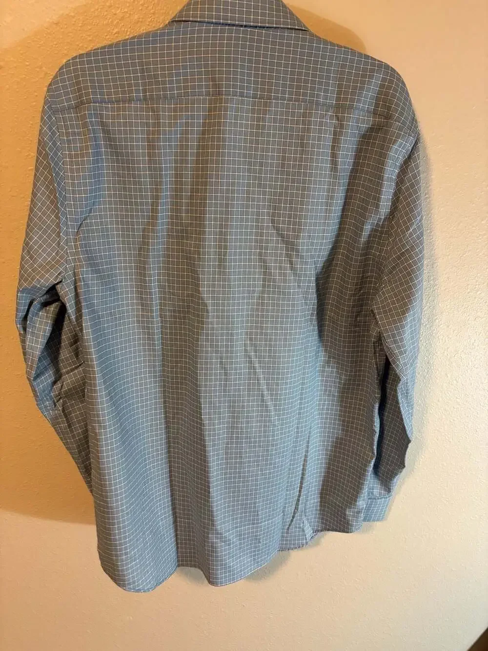 Banana Republic Non-Iron Slim Fit Dark Blue Plaid Dress Shirt Size L